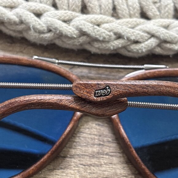 Web Eyewear Polarized Wood Grain Aviator Sunglasses 50th Anniversary Collection - Picture 3 of 10